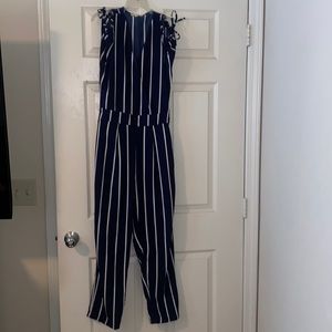 Rebellion navy blue with white stripes jumpsuit